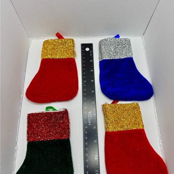 Festive Holiday Stockings Set - Red, Blue and Green with Gold and Silver Accents - Picture 6 of 9
